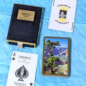 Playing Cards : Congress Landscape Backside Vintage Preowned Complete Deck 54